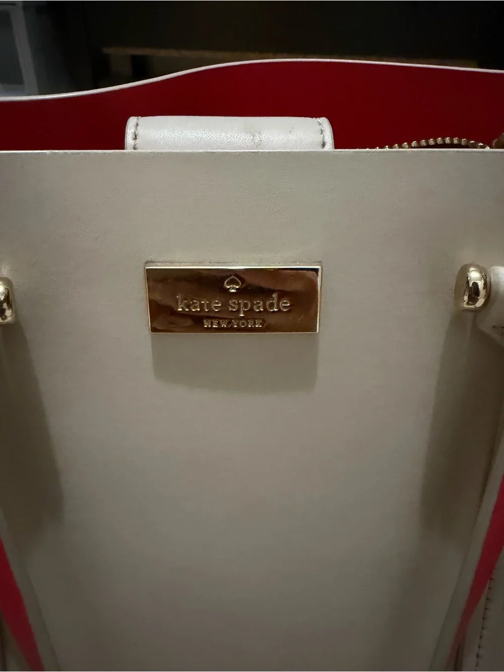 kate spade Cream and Hot Pink Leather Shoulder Tote